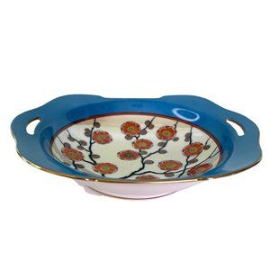 Antique Bowl Noritake Lusterware Octagonal Cut Out Tabs Art Deco Floral 9" x 2"
